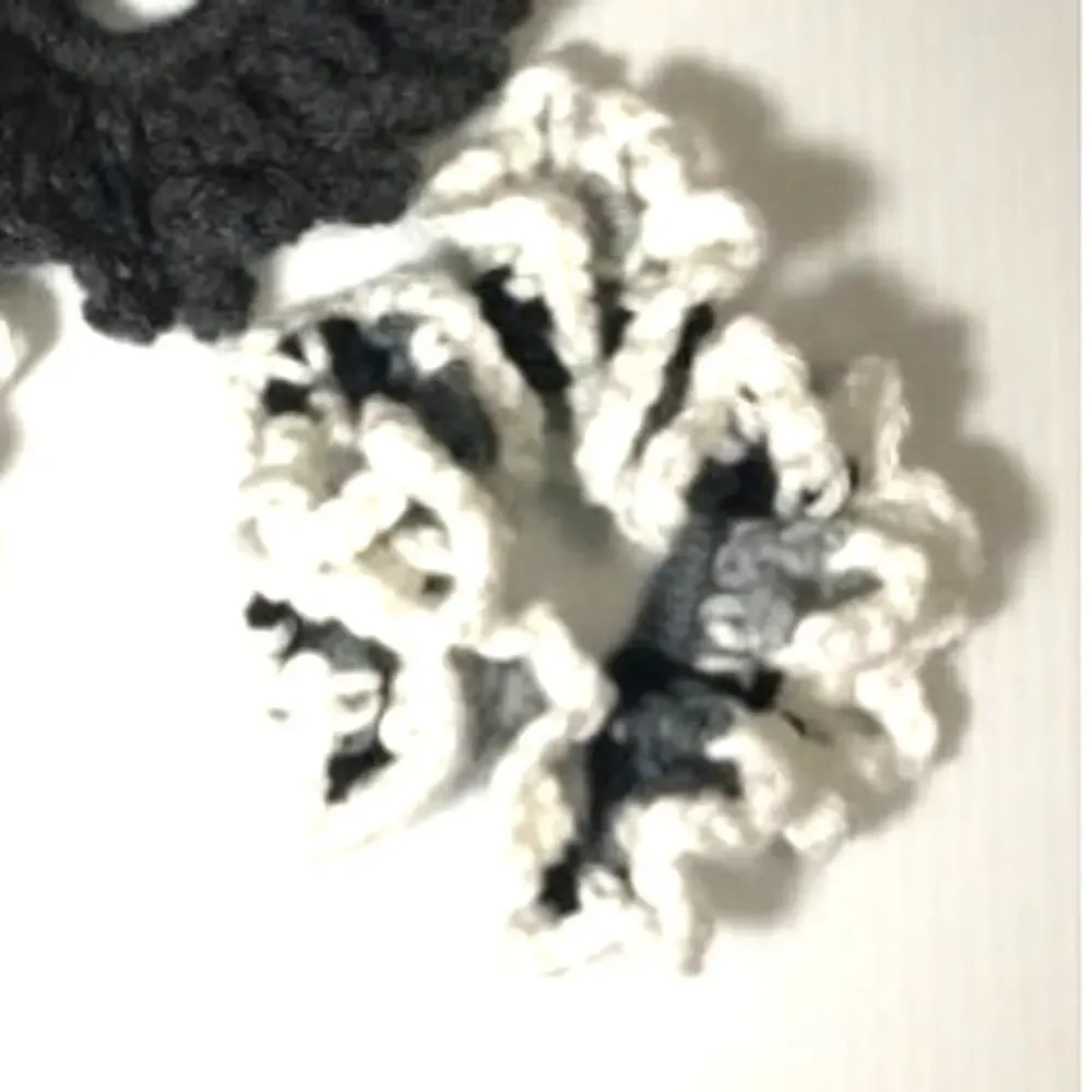 NWT Black Gray White Handmade Crocheted Hair Scrunchie by Dawny Set of 3